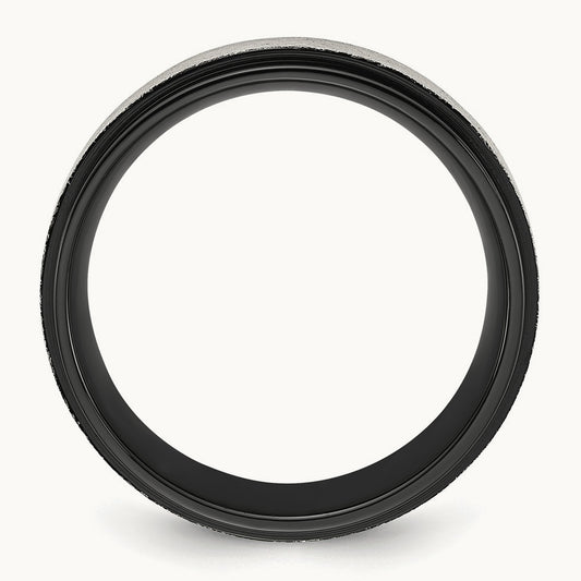 Polished with Brushed Center Black IP-plated Band, 8mm, Titanium