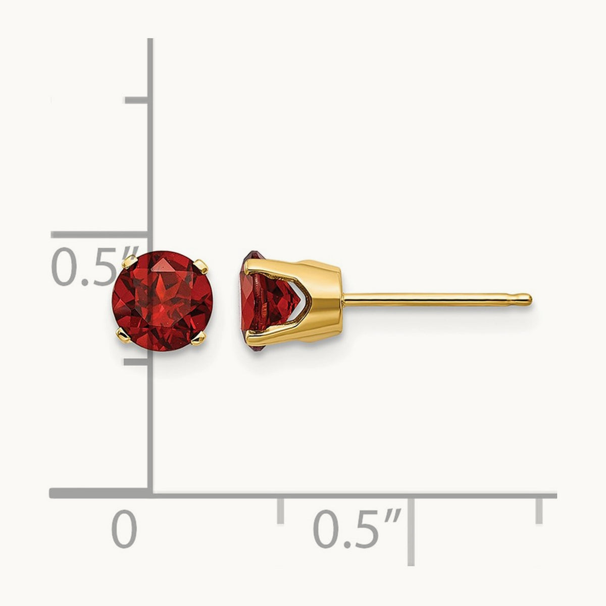 Garnet Earrings - January, 5mm, 14K