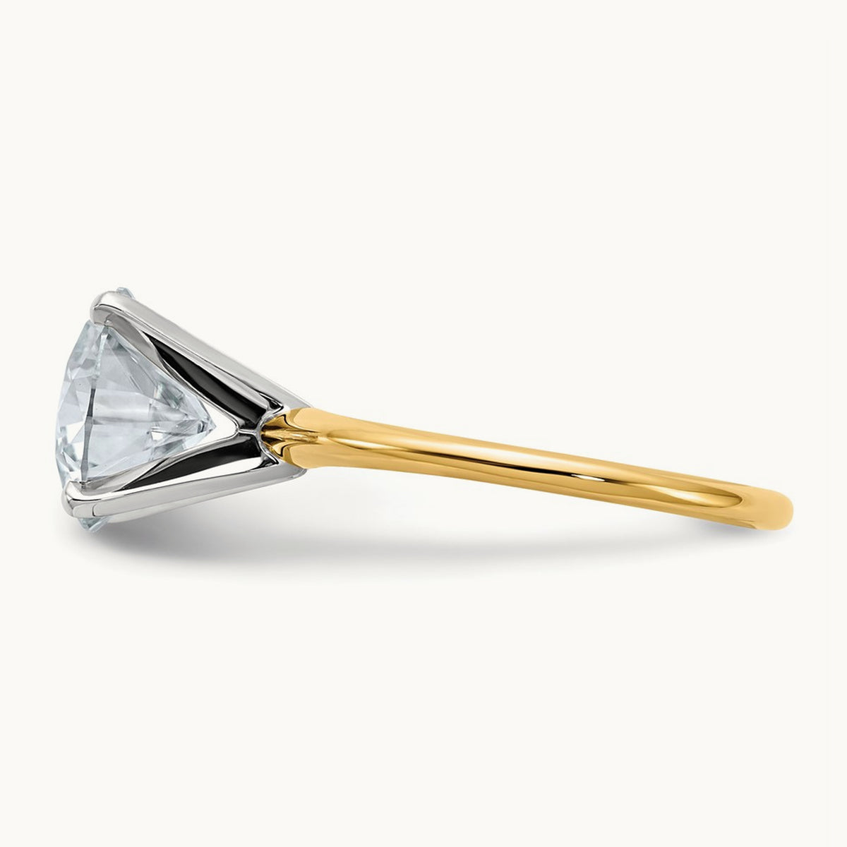 Round Solitaire Engagement Ring, 3.00 ct tw Lab-Grown Diamond — 14K Two-Tone