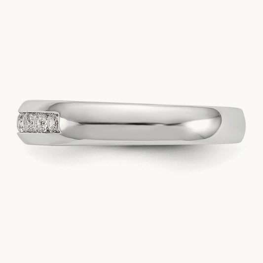 7-Stone Diamond Channel Band, 14K White Gold
