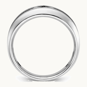 IBGoodman 14K White Gold with Black Rhodium Polished Satin and Grooved 1/2 Carat AA Quality Black and White Diamond Ring