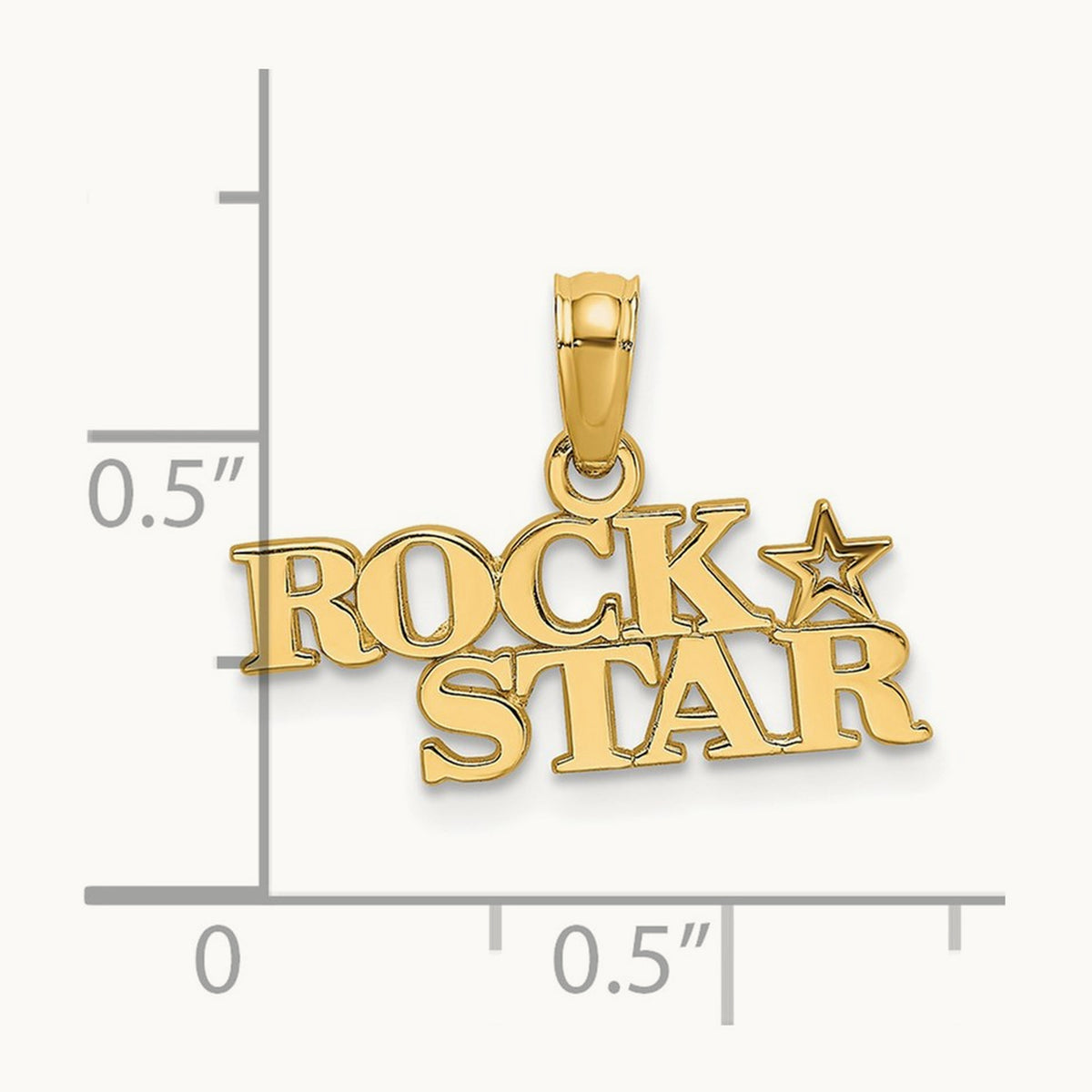Polished ROCK STAR Charm, 14K