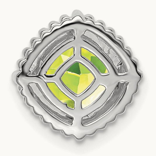 Cushion Peridot Chain Slide — 14K White Gold