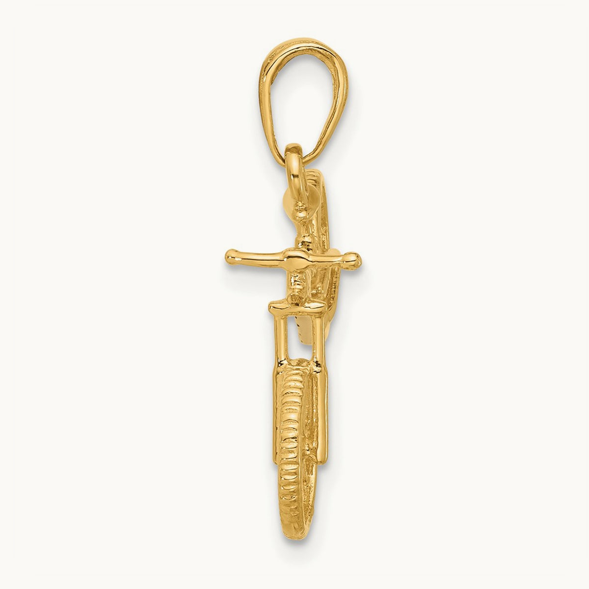 D/C 3D Bicycle Pendant, 14K with White Rhodium
