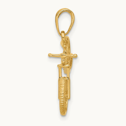 D/C 3D Bicycle Pendant, 14K with White Rhodium