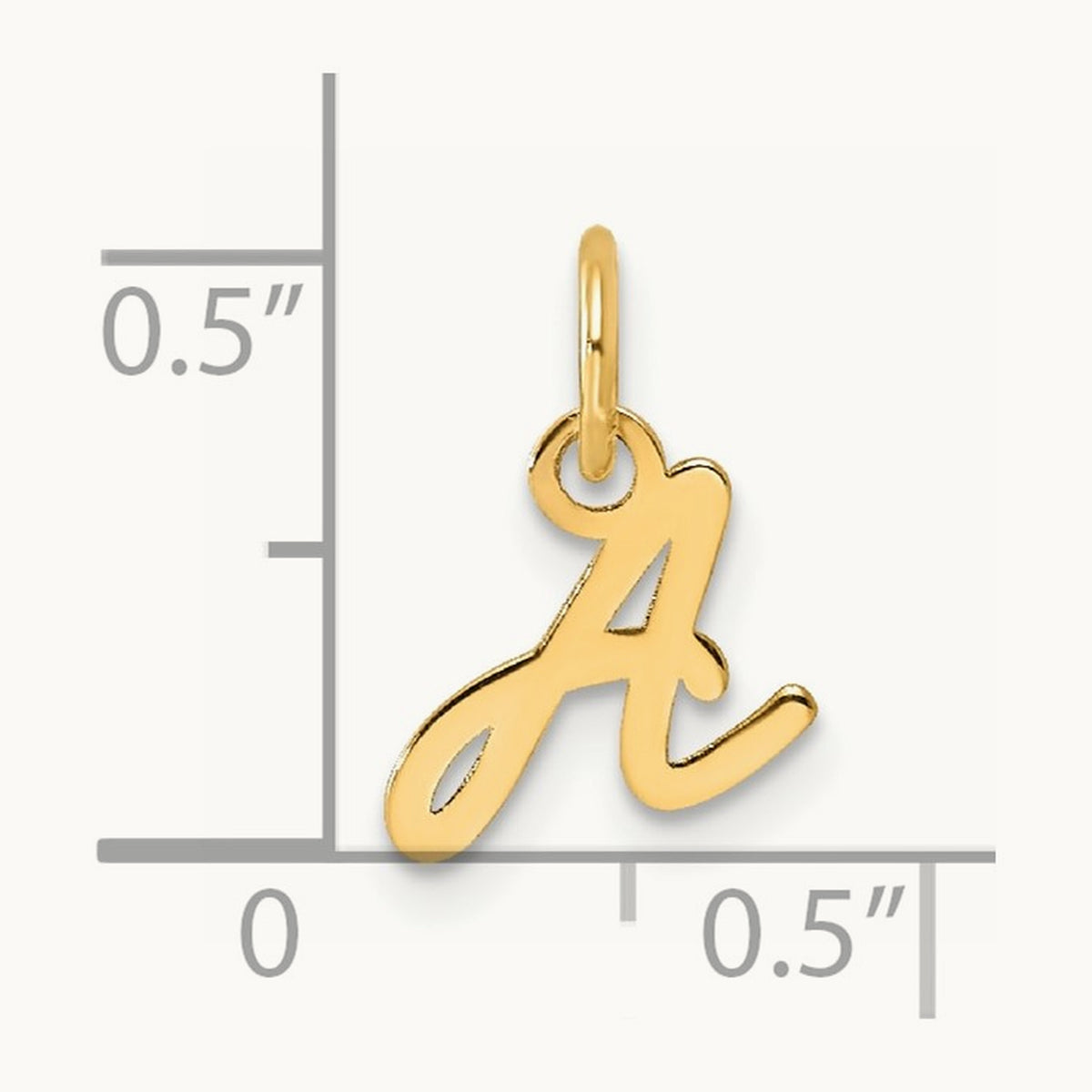 Uppercase Initial Charm — 14K Yellow Gold, A