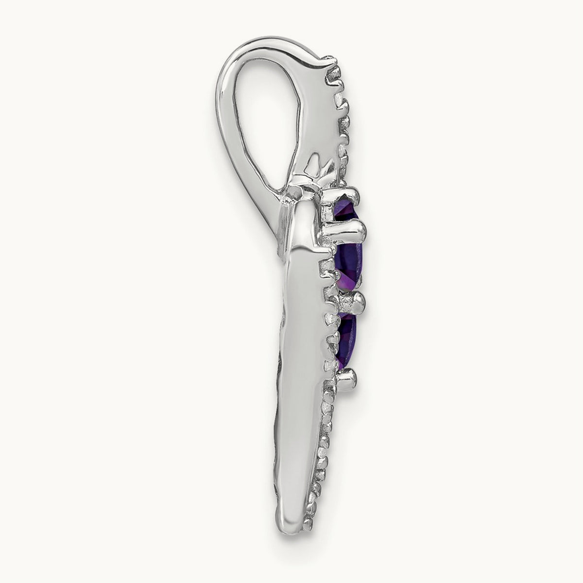 Amethyst and Diamond Chain Slide, 14K White Gold