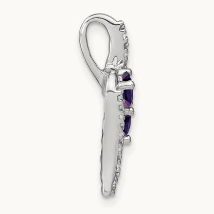 Amethyst and Diamond Chain Slide, 14K White Gold