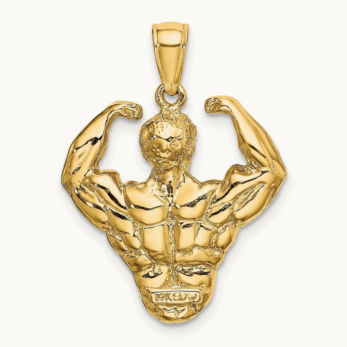3-D Bodybuilder Waist Up Pendant, 14K