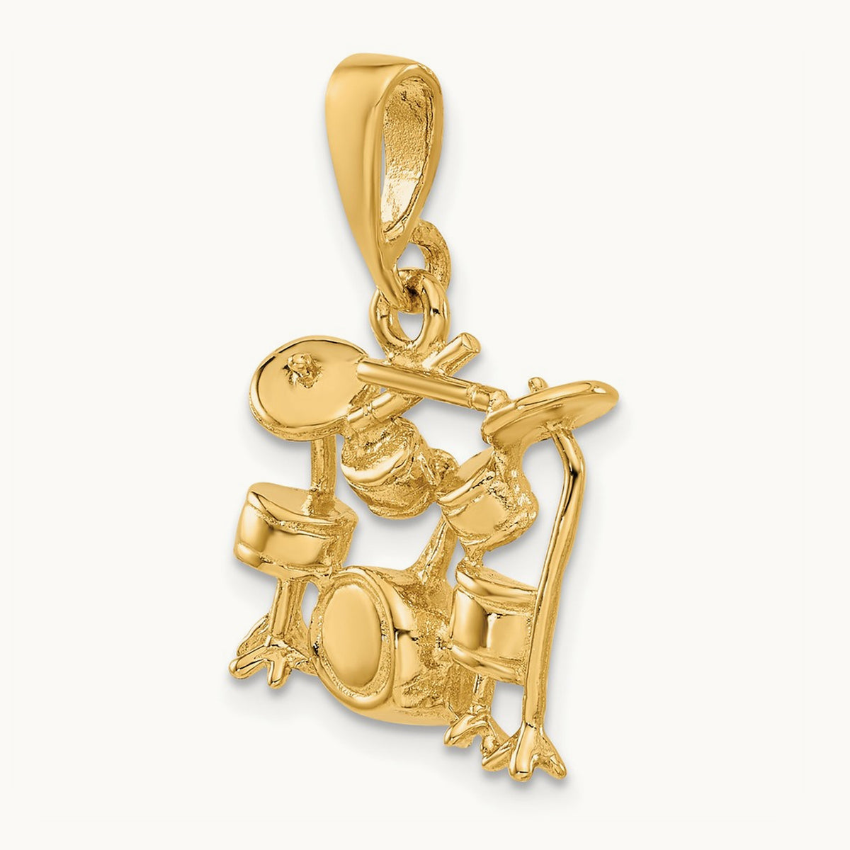 3D Drum Set Charm, 14K