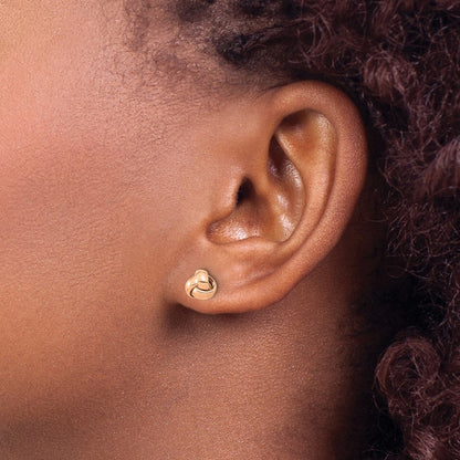 Polished Love Knot Post Earrings — 14K Rose Gold, 6mm
