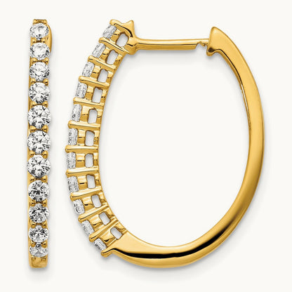 Diamond Hinged Hoop Earrings — 14K Yellow Gold