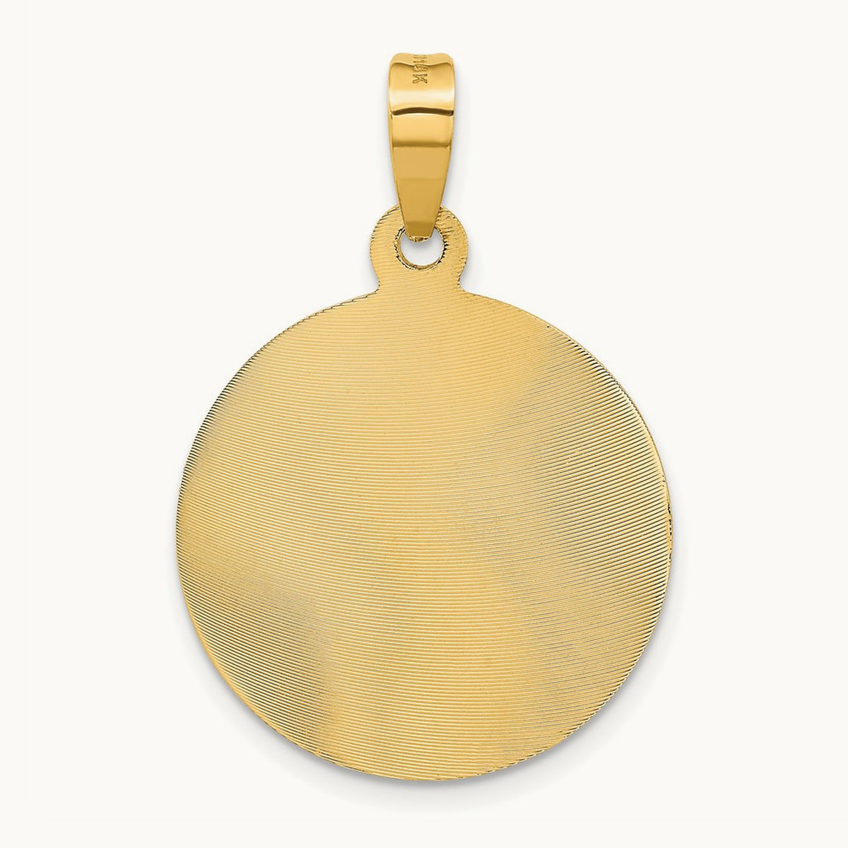 Polished Diamond-cut Lady Of Guadalupe Circle Pendant — 14K Yellow Gold, 33mm