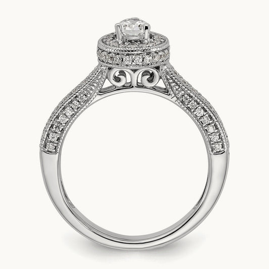 Pear Halo Semi-Mount Engagement Ring, 0.50 ct tw