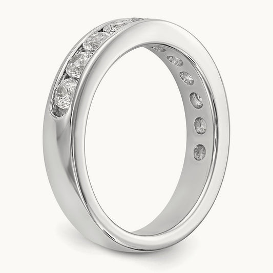 11-Stone Diamond Channel Band, 14K White Gold