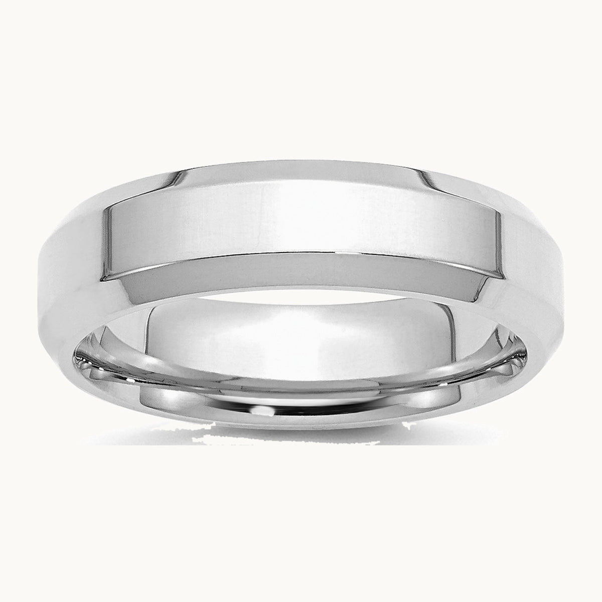 Rhodium-plated Bevel Edge Band — photo set