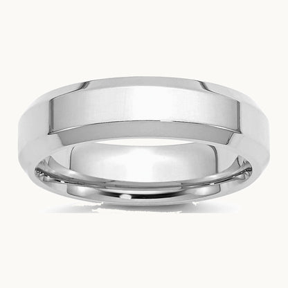 Rhodium-plated Bevel Edge Band — photo set