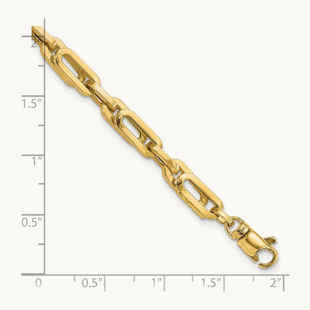 Polished Fancy Link Mens Bracelet, 14K Gold
