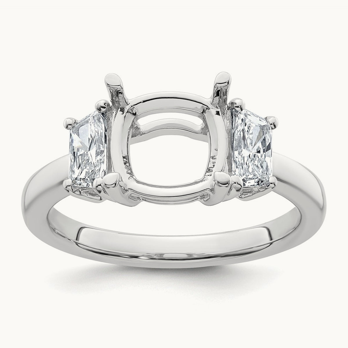 1/2 Moon Cushion Semi-Mount Engagement Ring, 0.50-0.75 ct tw Lab-Grown Diamond — 3/4 ct, 14K White Gold