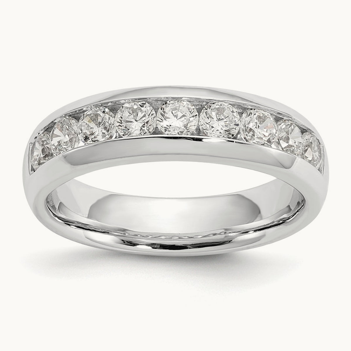 9-Stone Diamond Channel Band, 14K White Gold