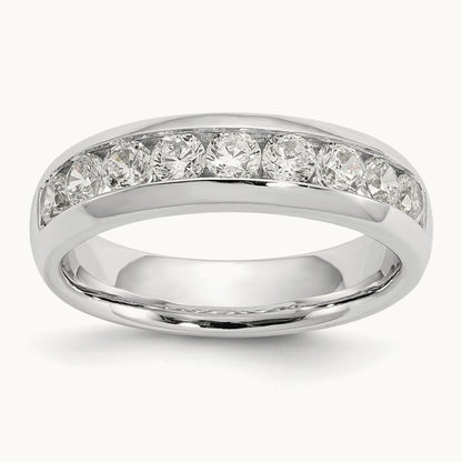 9-Stone Diamond Channel Band, 14K White Gold