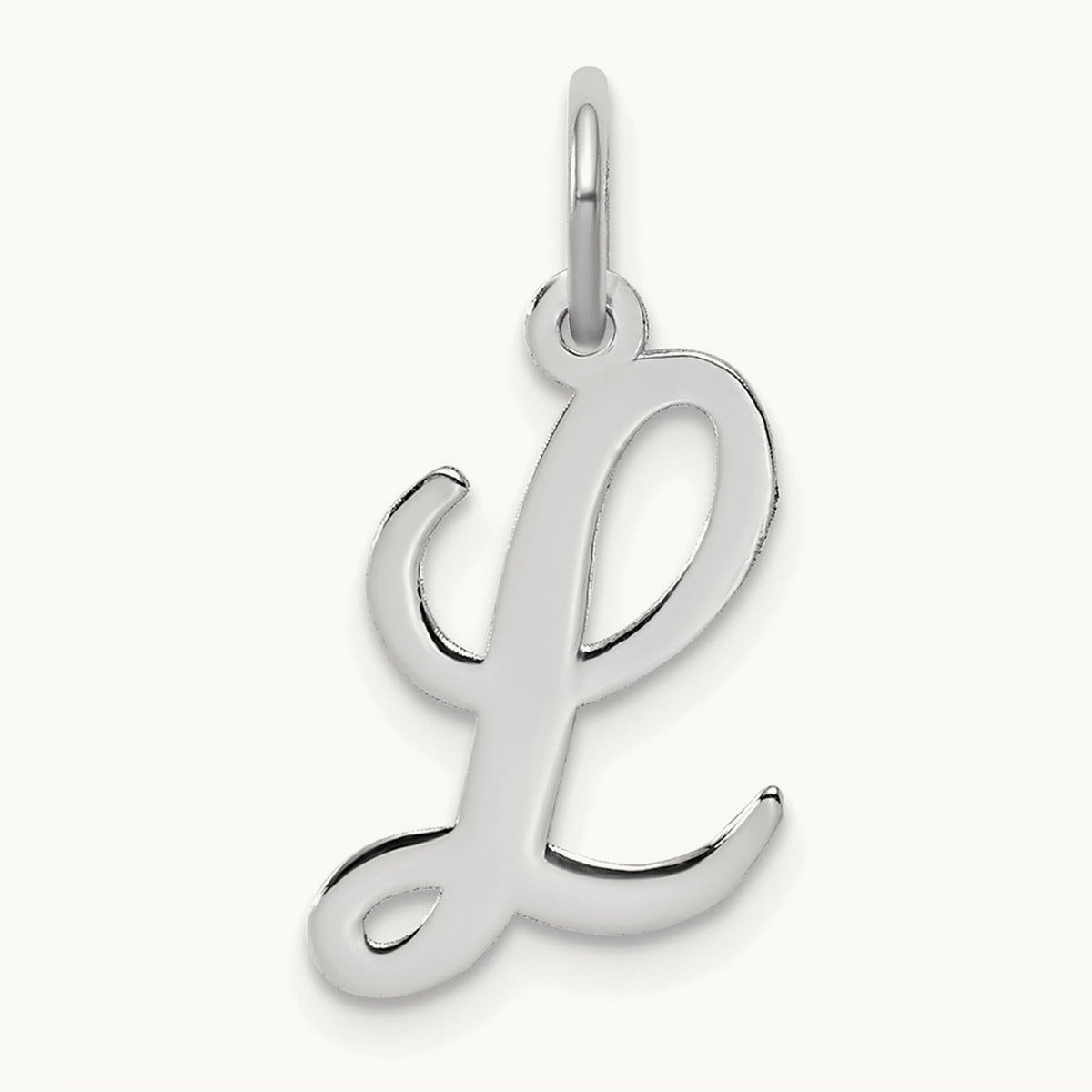 Medium Script Initial Charm — 14K White Gold, L