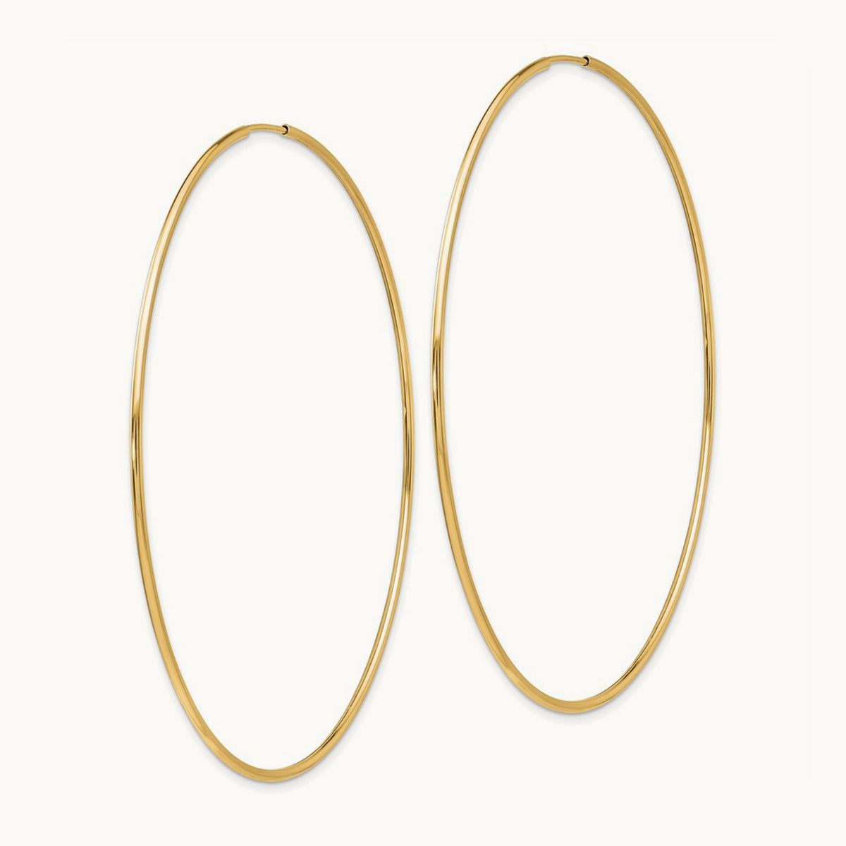 Polished Endless Tube Hoop Earrings, 1.20mm, 14K