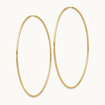 Polished Endless Tube Hoop Earrings, 1.20mm, 14K