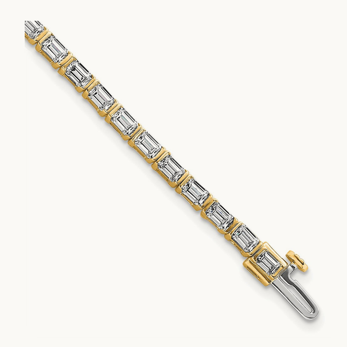Emerald Bezel Tennis Bracelet, 4.75 ct tw Lab-Grown Diamond — 14K Yellow Gold