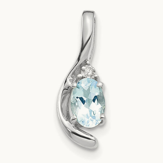 Aquamarine and Diamond Pendant — 14K White Gold