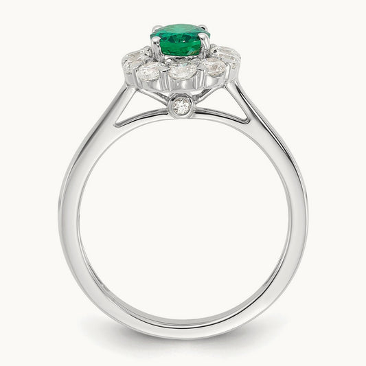 Created Emerald Halo Ring, 0.50 ct tw Lab-Grown Diamond — photo set