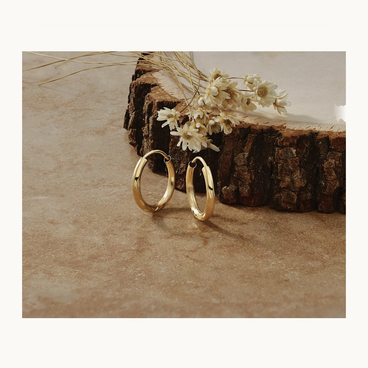 Satin Diamond-cut Endless Hoop Earrings — 14mm, 2mm