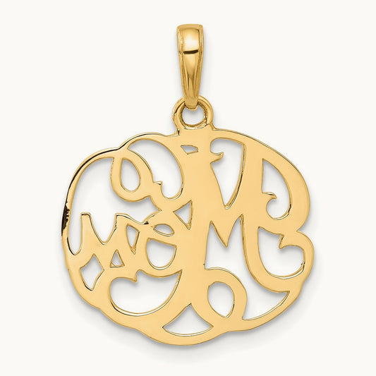 D/C Mom in Fancy Pendant, 14K with White Rhodium