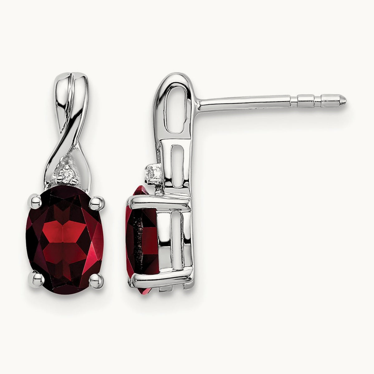 Oval Garnet and Diamond Earrings — photo set