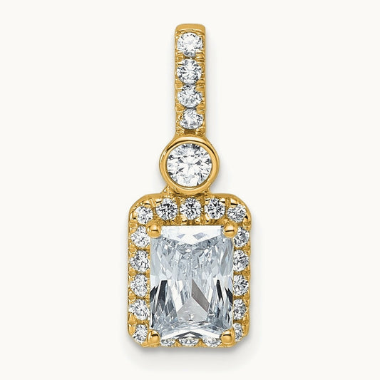 Radiant Halo Pendant, 1.00-2.00 ct tw Lab-Grown Diamond — 14K Yellow Gold, Standard