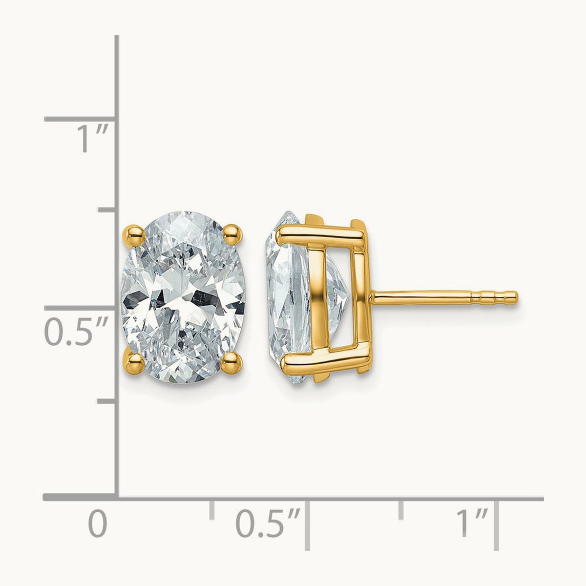 Oval Four-Prong Stud Earrings, 0.50-6.00 ct tw Lab-Grown Diamond — 5 ct, 14K Yellow Gold