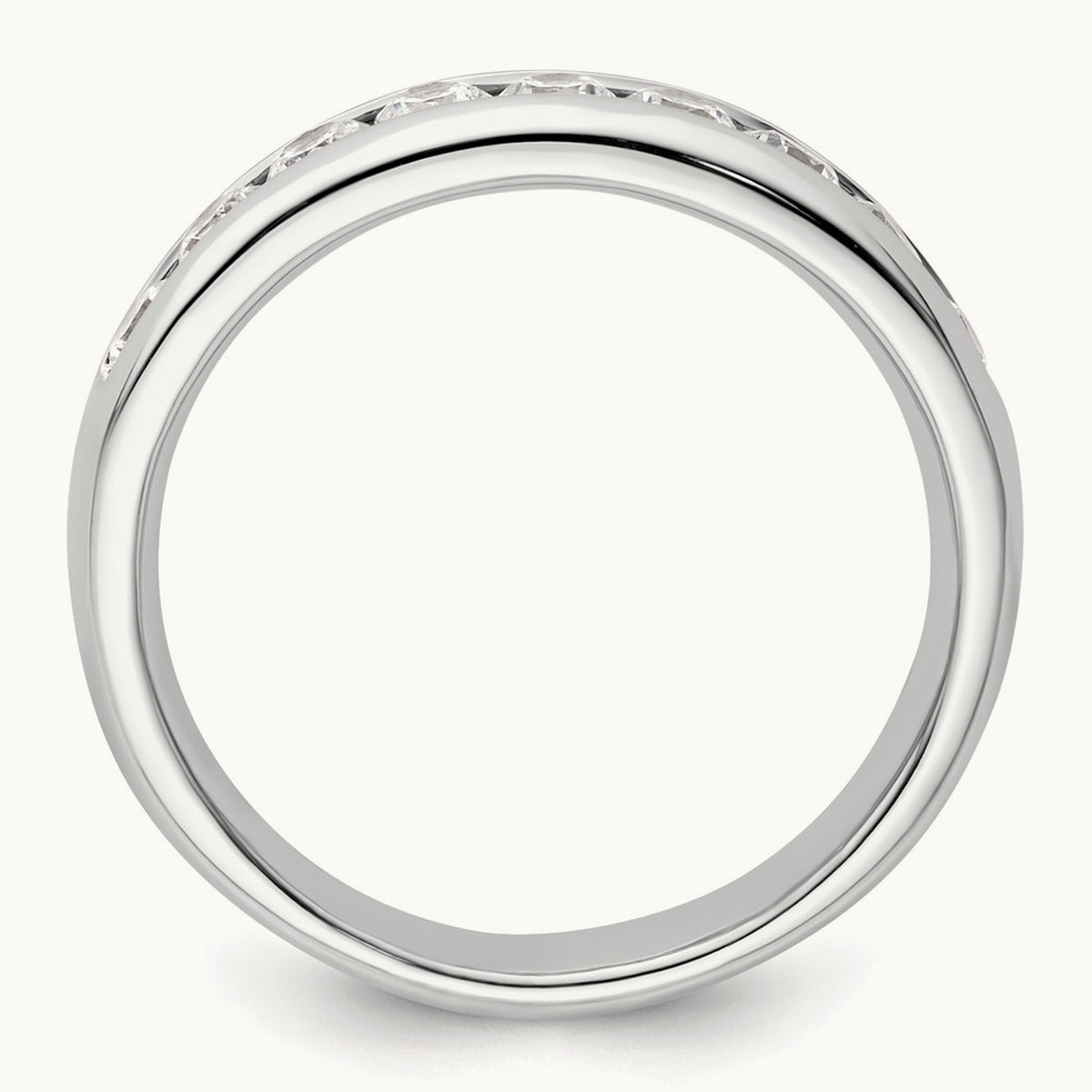 9-Stone Diamond Channel Band, 14K White Gold