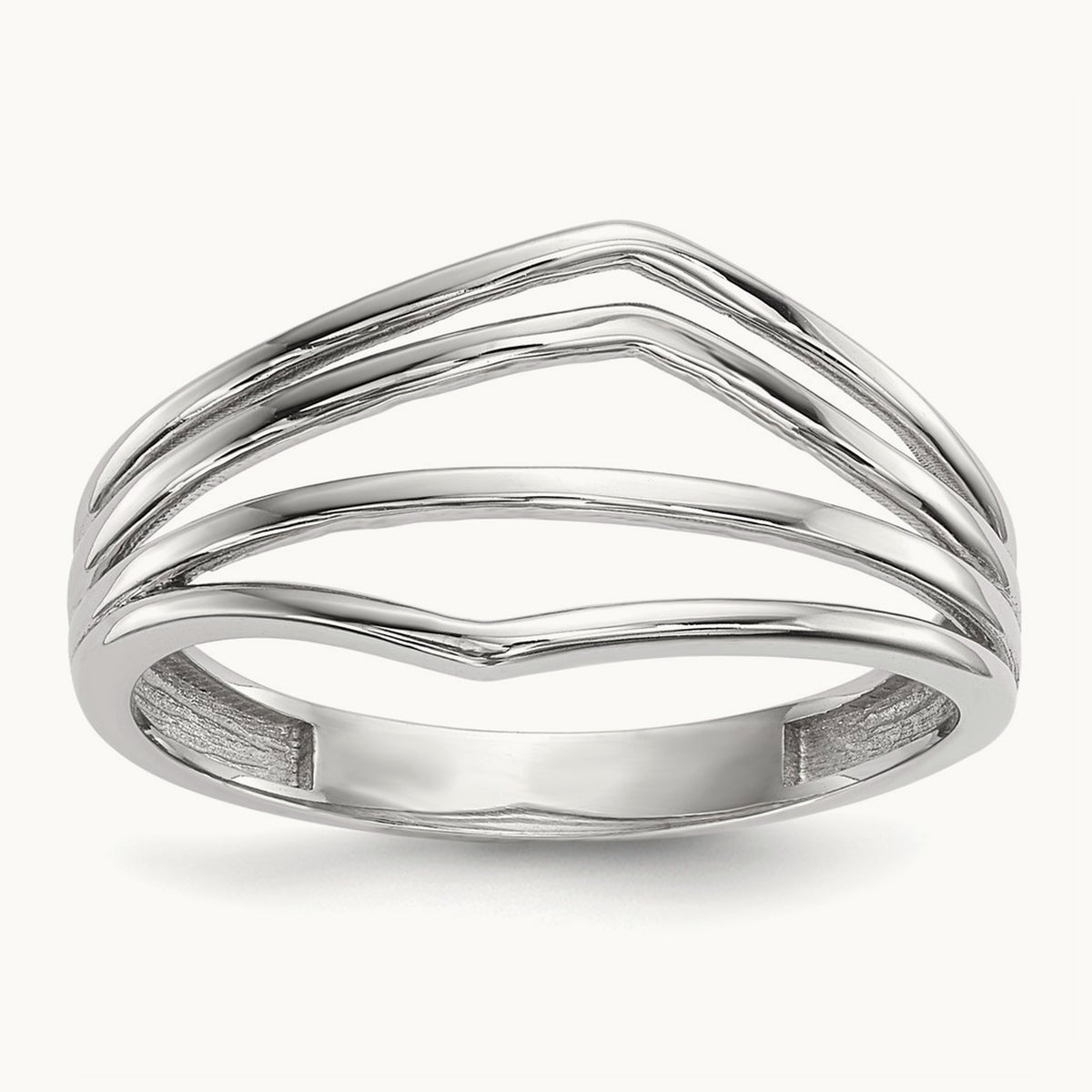 Polished 4-Bar Ring — 14K White Gold, 7