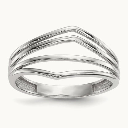 Polished 4-Bar Ring — 14K White Gold, 7