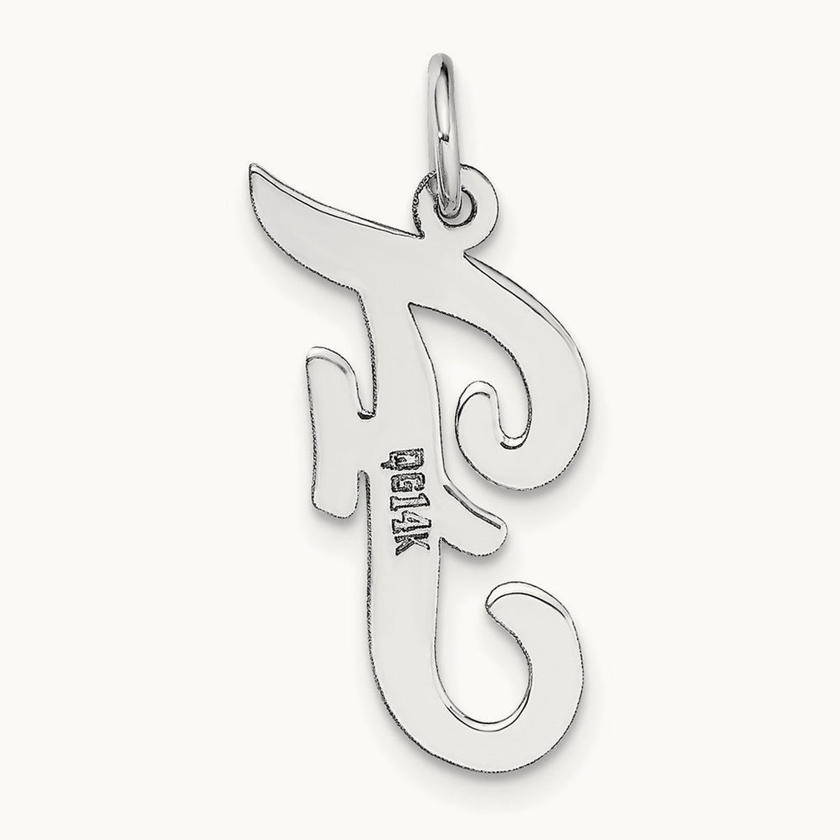 Large Script Initial Charm — 14K White Gold, F