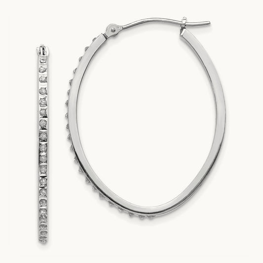 WG Diamond Fascination Diamond Dust/Accent Oval Hoop Earrings, 14K