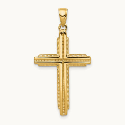 Textured Outline Cross Pendant, 14K