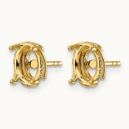 Oval Center Semi-Mount Twist Earrings, 0.10 ct tw Lab-Grown Diamond