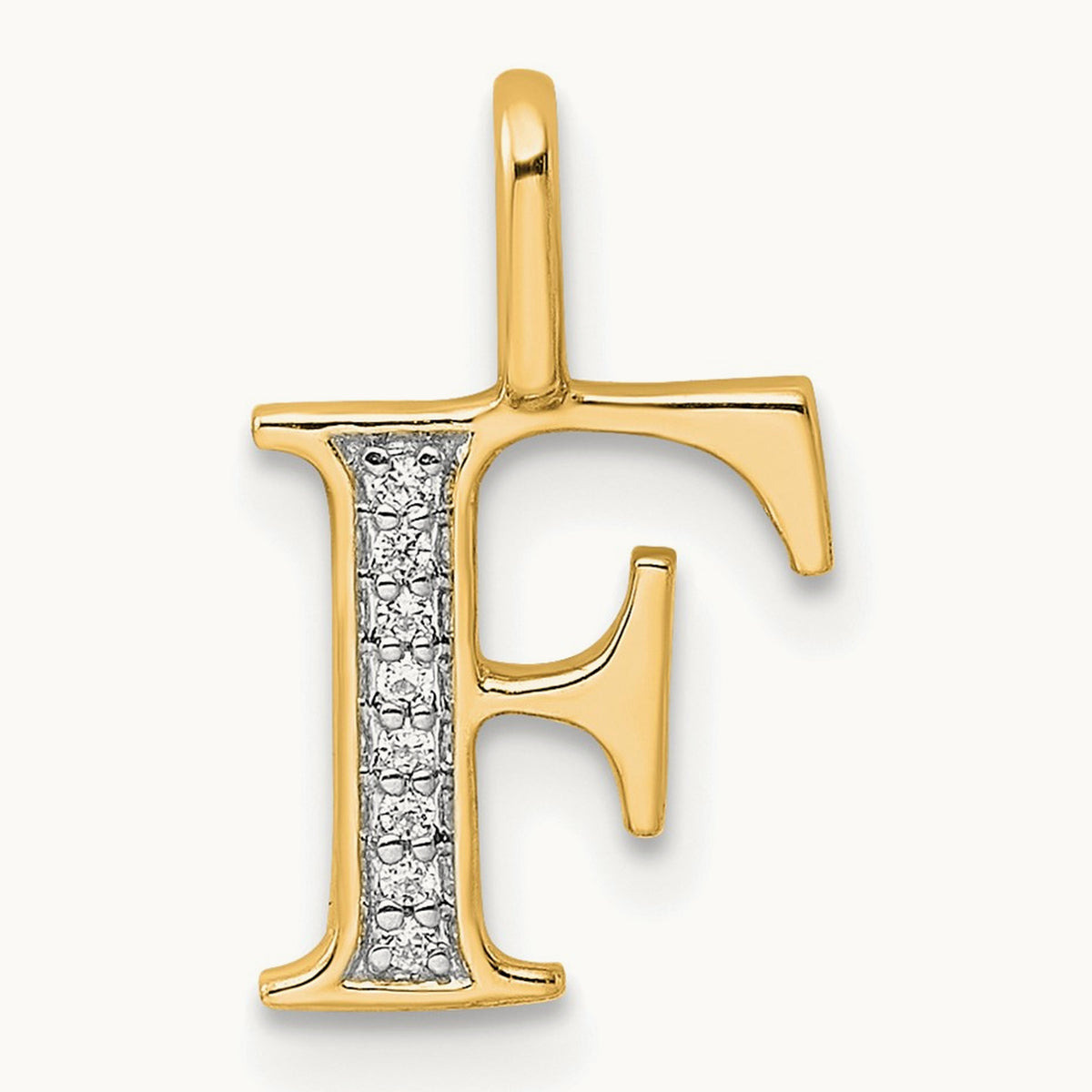 Diamond Letter F Initial Pendant, 14K