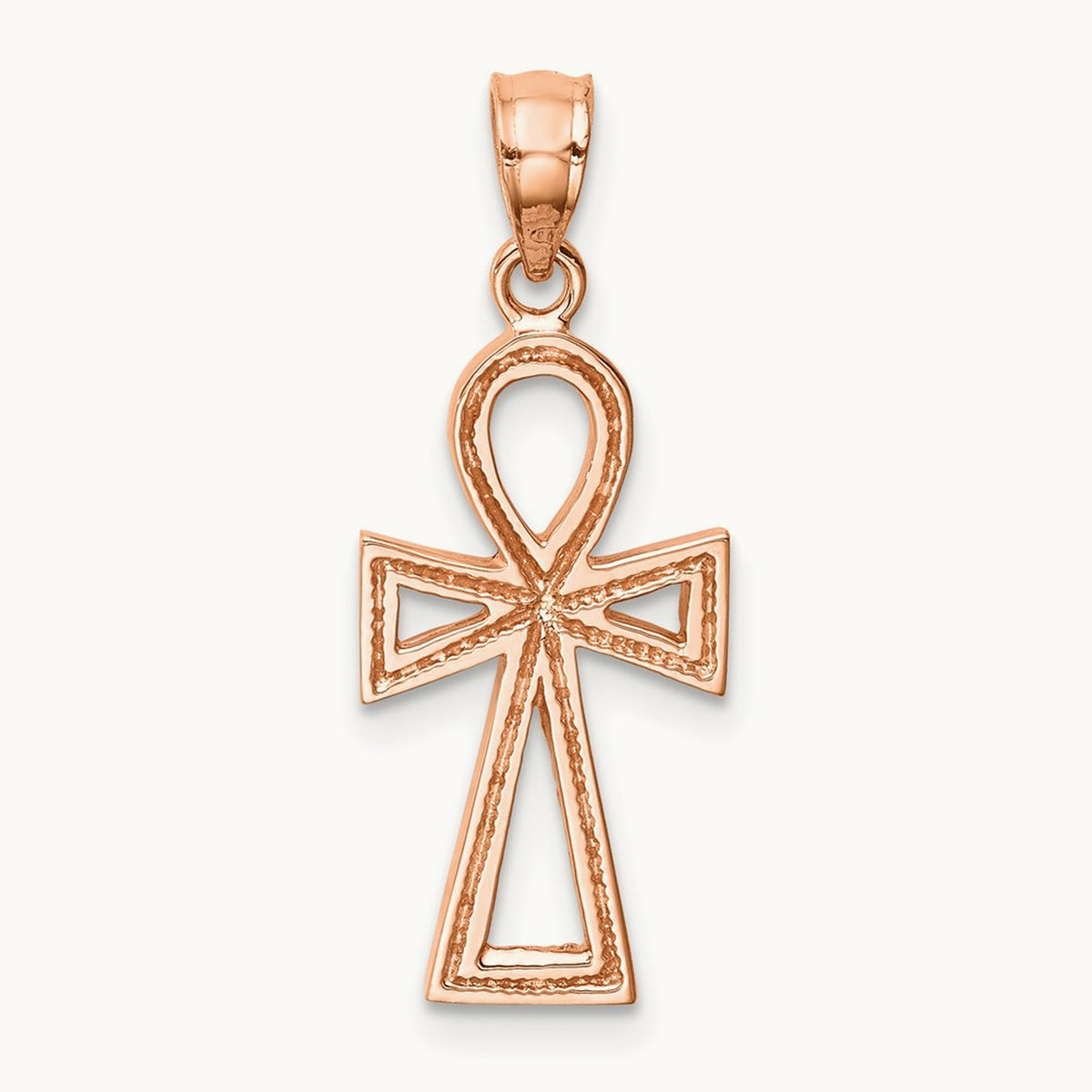Polished Ankh Pendant, 14K Rose