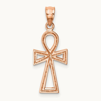 Polished Ankh Pendant, 14K Rose