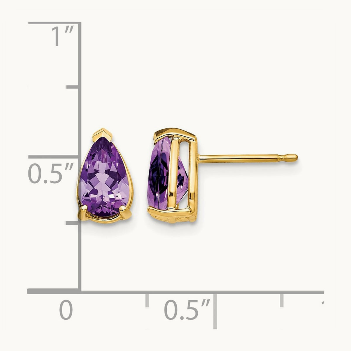 8x5mm Pear Amethyst Earrings, 14K