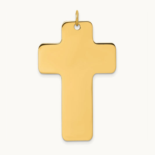 Polished Cross Charm, 14K