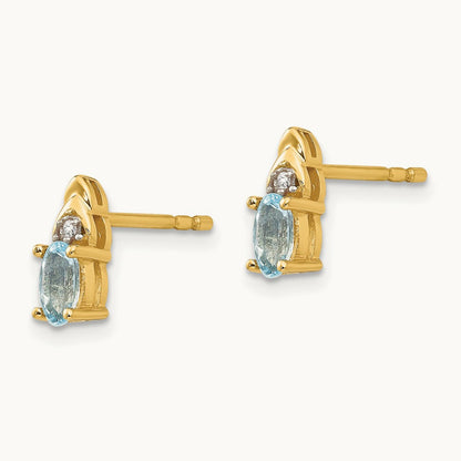 Aquamarine and Diamond Earrings — 9mm