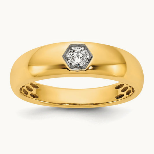 IB Goodman Mens Polished Complete 1/6ct Diamond Ring, 14K Yellow Gold